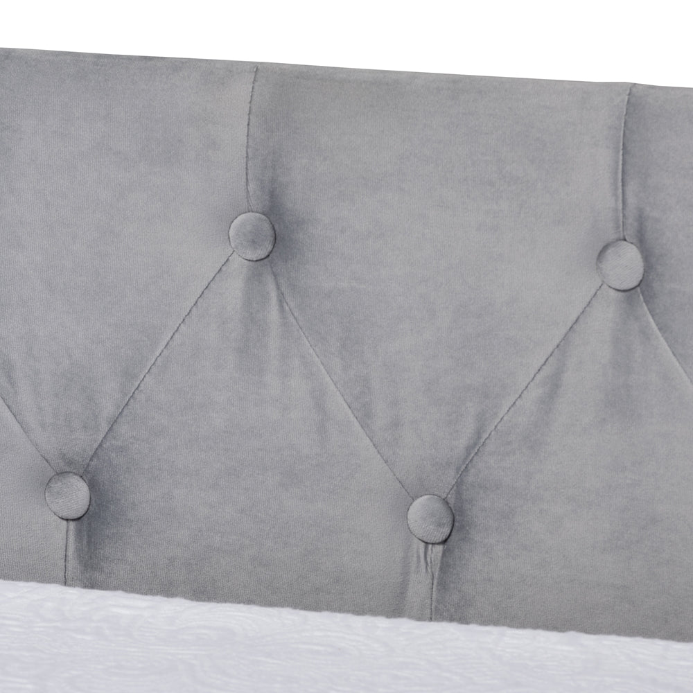 Larkin Grey Velvet Fabric Upholstered Twin Size Daybed with Trundle