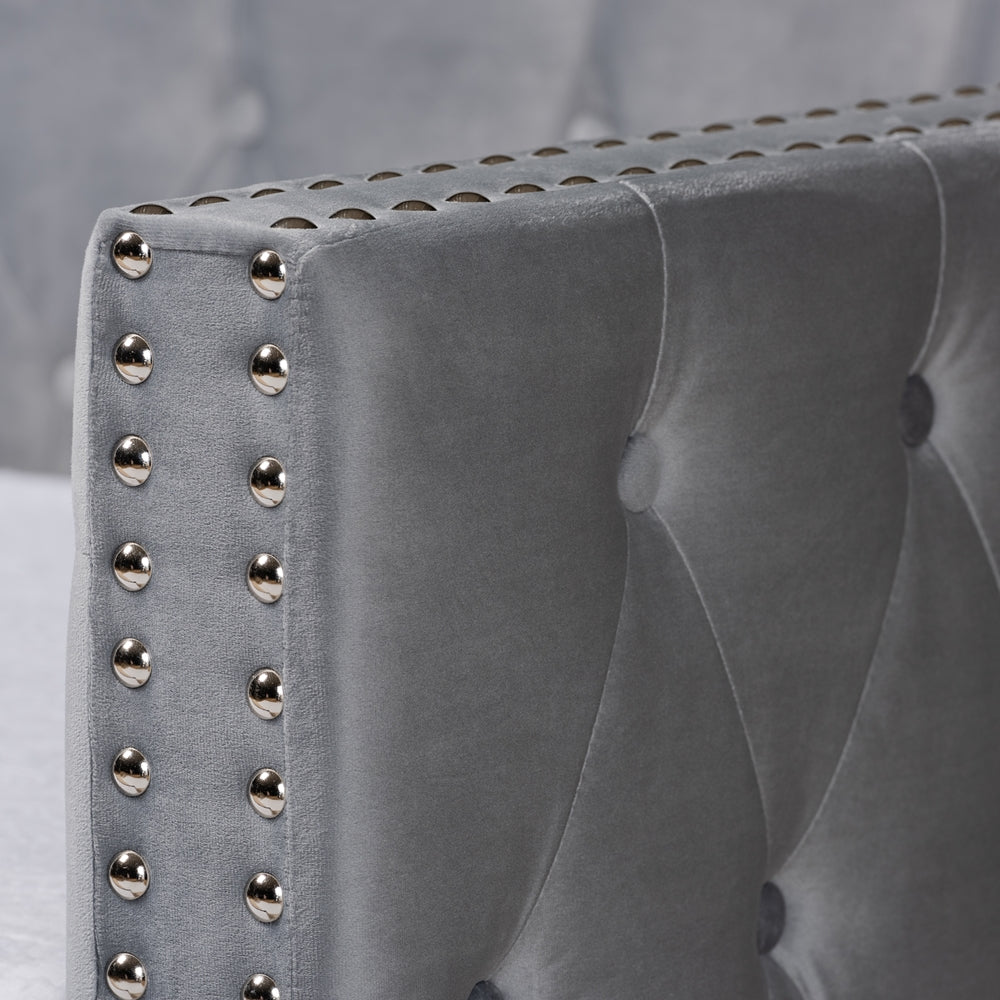 Larkin Grey Velvet Fabric Upholstered Twin Size Daybed with Trundle