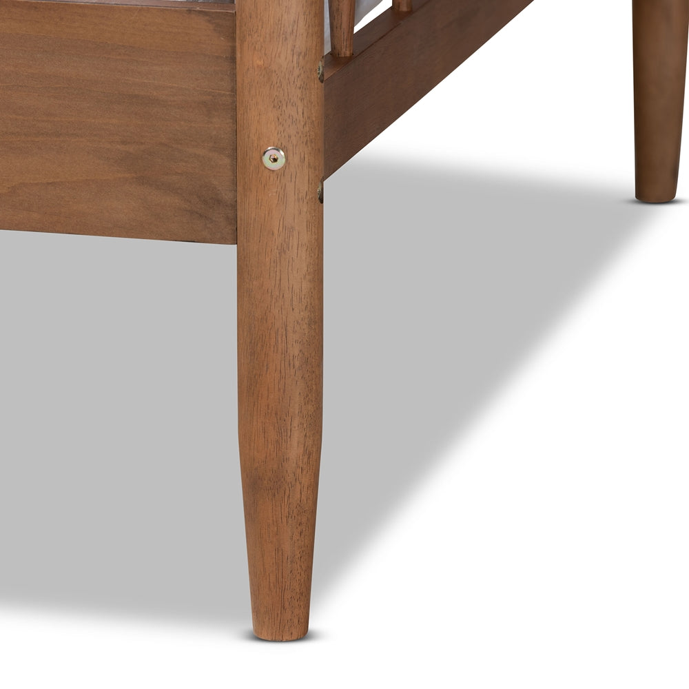 Yashiya Twin Walnut Brown Daybed Parson Classic Mid-Century Wood Slat Design