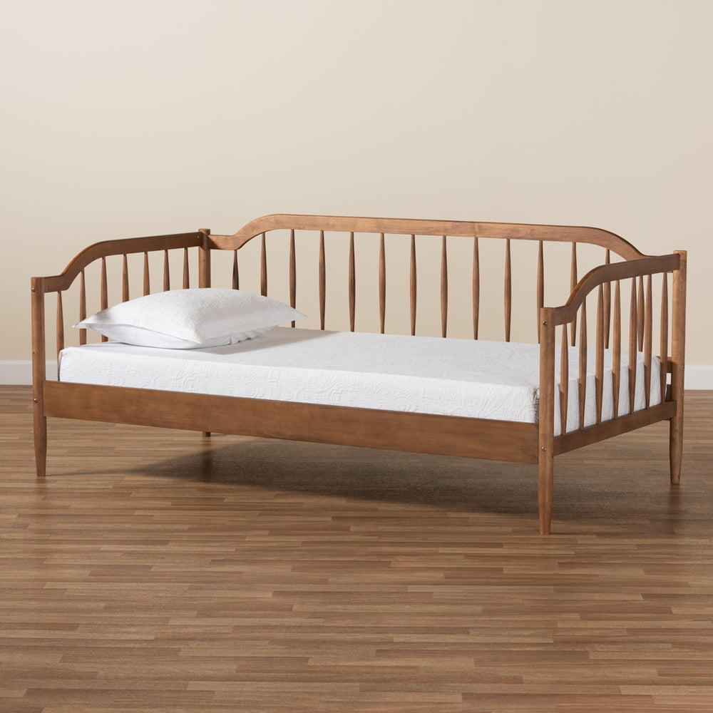 Yashiya Twin Walnut Brown Daybed – Parson Classic Mid-Century Wood Slat Design