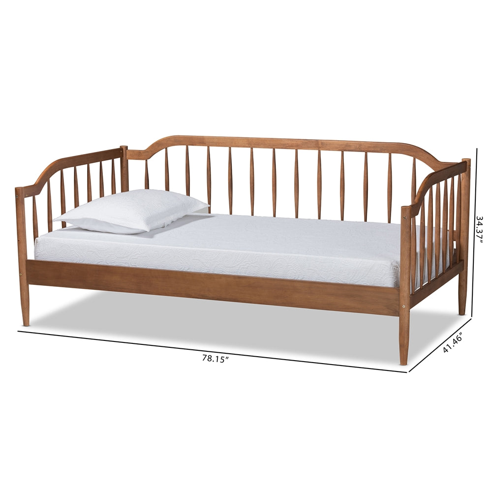 Yashiya Twin Walnut Brown Daybed – Parson Classic Mid-Century Wood Slat Design