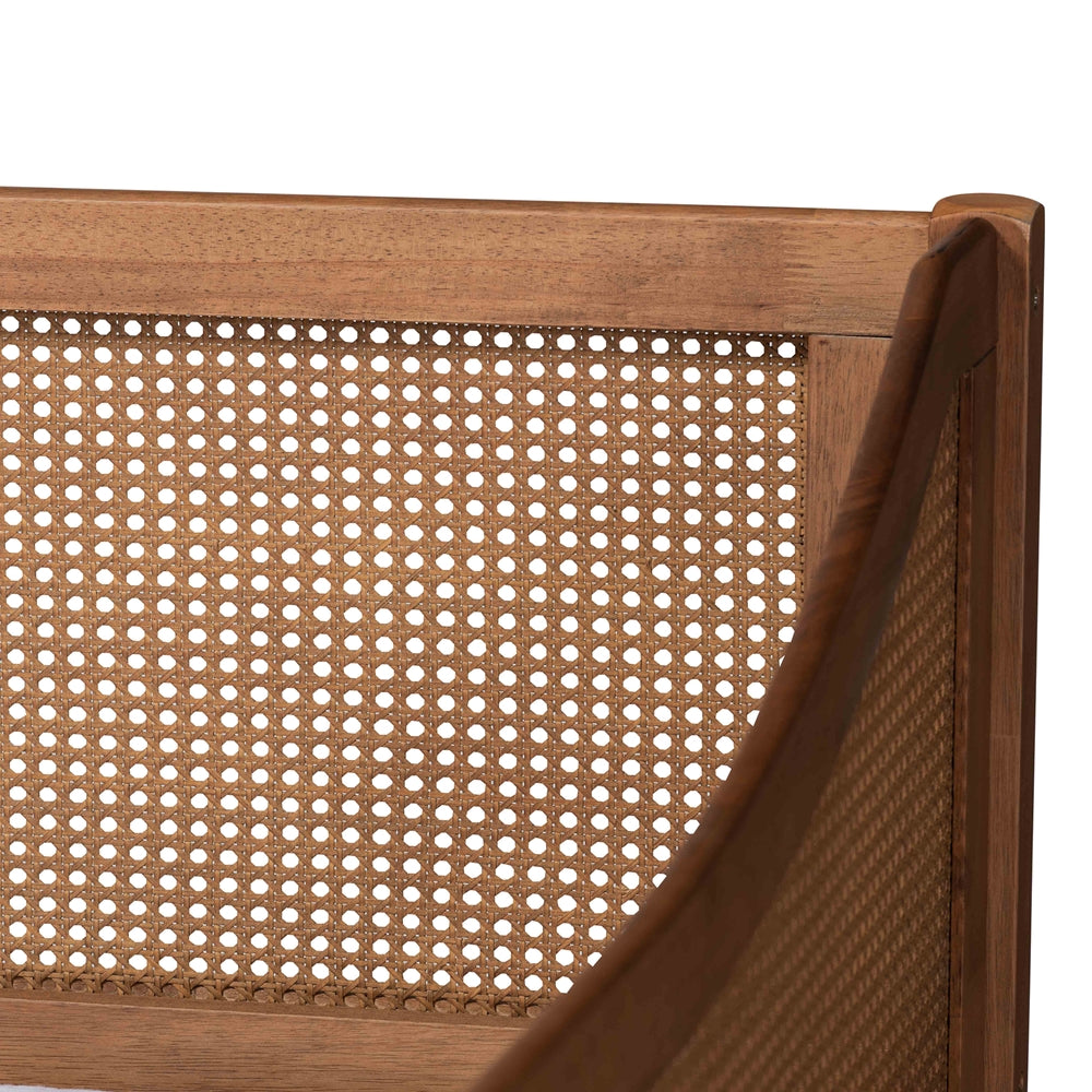 Rochadh Twin Size Walnut Wood Daybed Ogden Mid-Century Modern Design with Rattan Accents