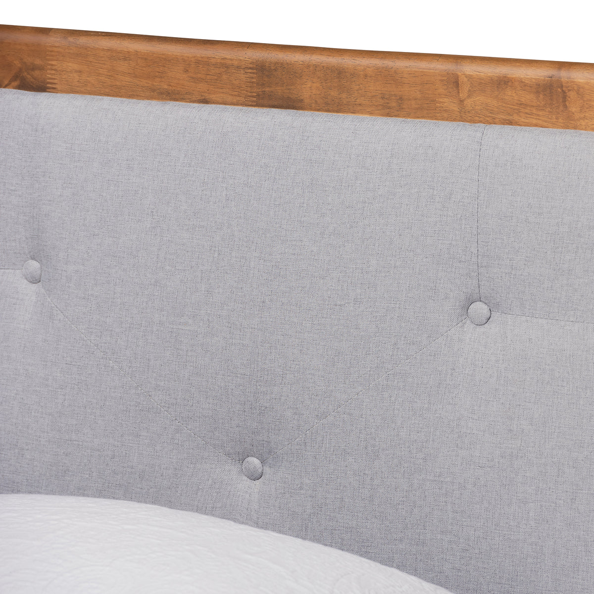 Laima Mid-Century Modern Light Grey Fabric Upholstered and Walnut Brown Finished Wood Twin Size Platform Bed
