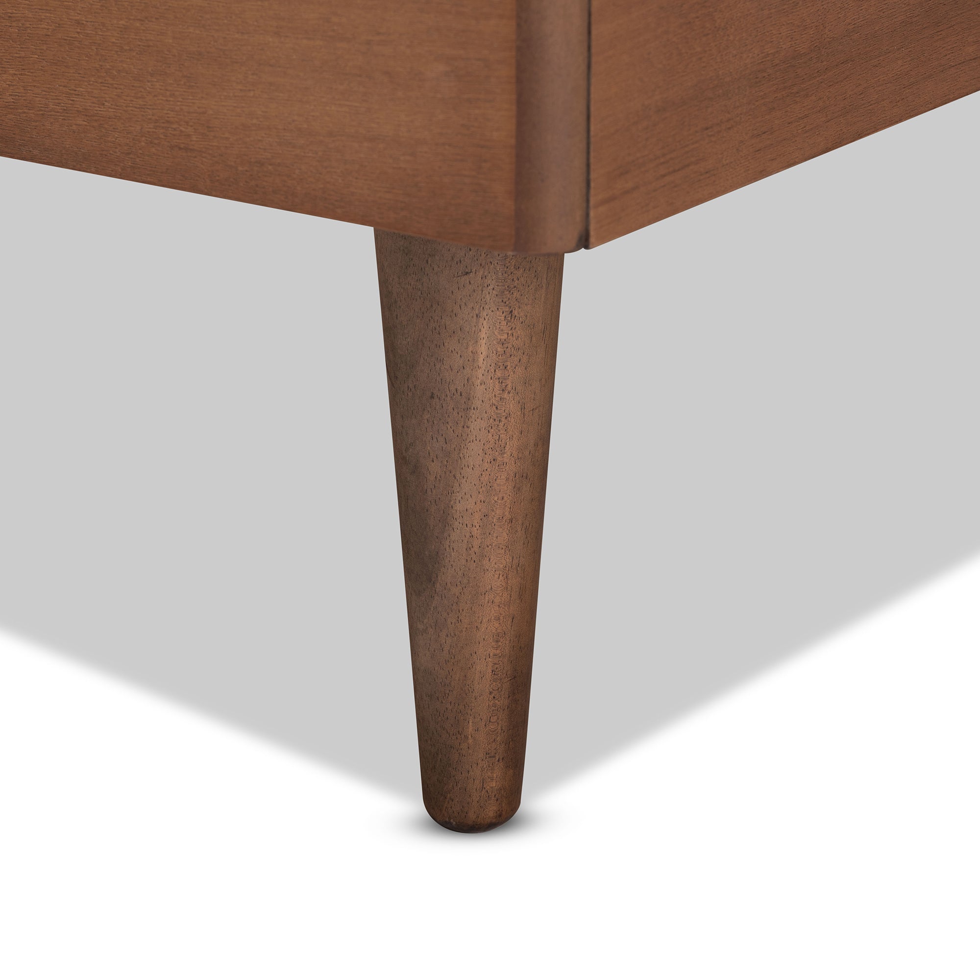 Tasha Mid-Century Modern Dark Grey Fabric Upholstered and Walnut brown Finished Wood Twin Size Platform Bed
