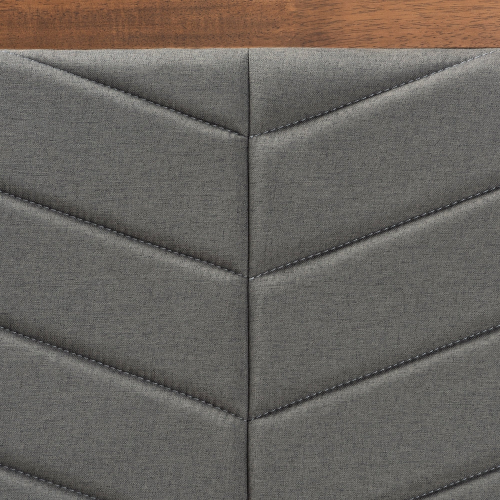 Iden Modern and Contemporary Dark Grey Fabric Upholstered and Walnut Brown Finished Wood Twin Size Headboard