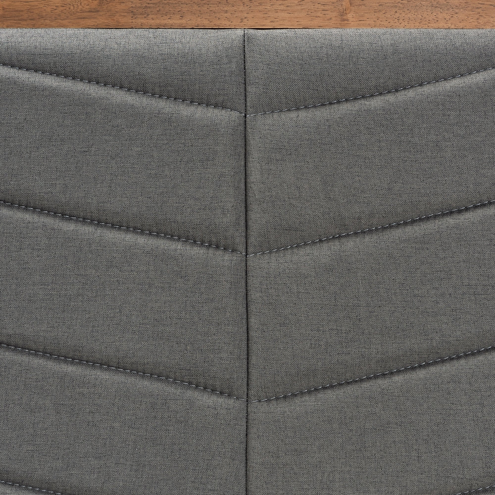 Iden Modern and Contemporary Dark Grey Fabric Upholstered and Walnut Brown Finished Wood King Size Headboard