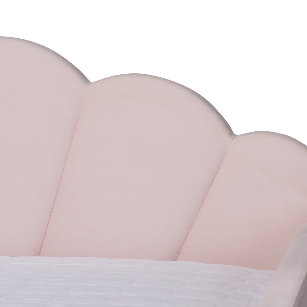 Timila Modern and Contemporary Light Pink Velvet Fabric Upholstered Queen Size Daybed with Trundle