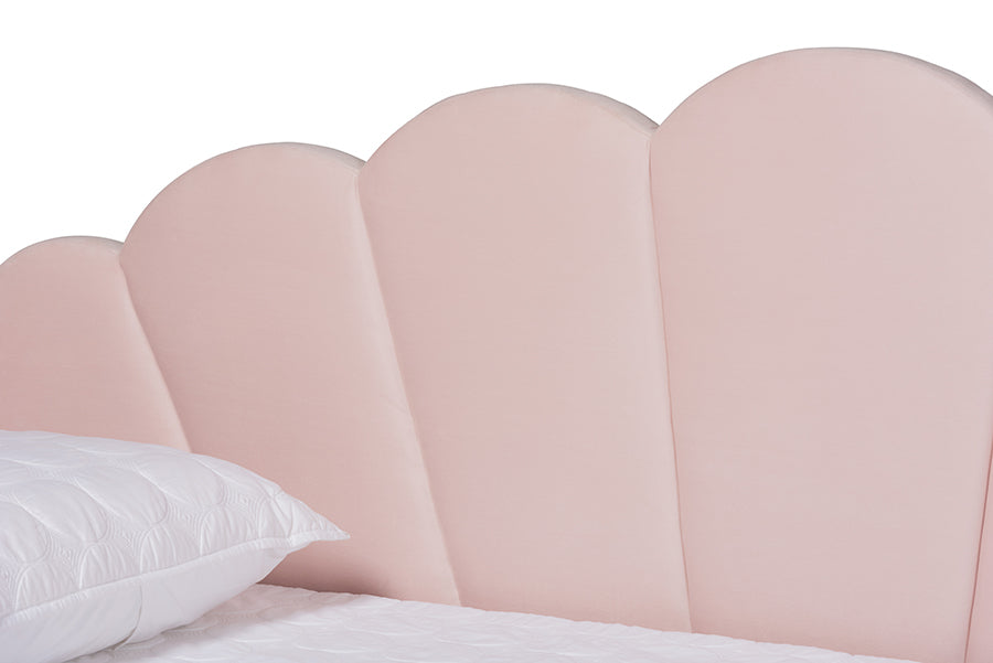 Timila Modern and Contemporary Light Pink Velvet Fabric Upholstered Queen Size Daybed