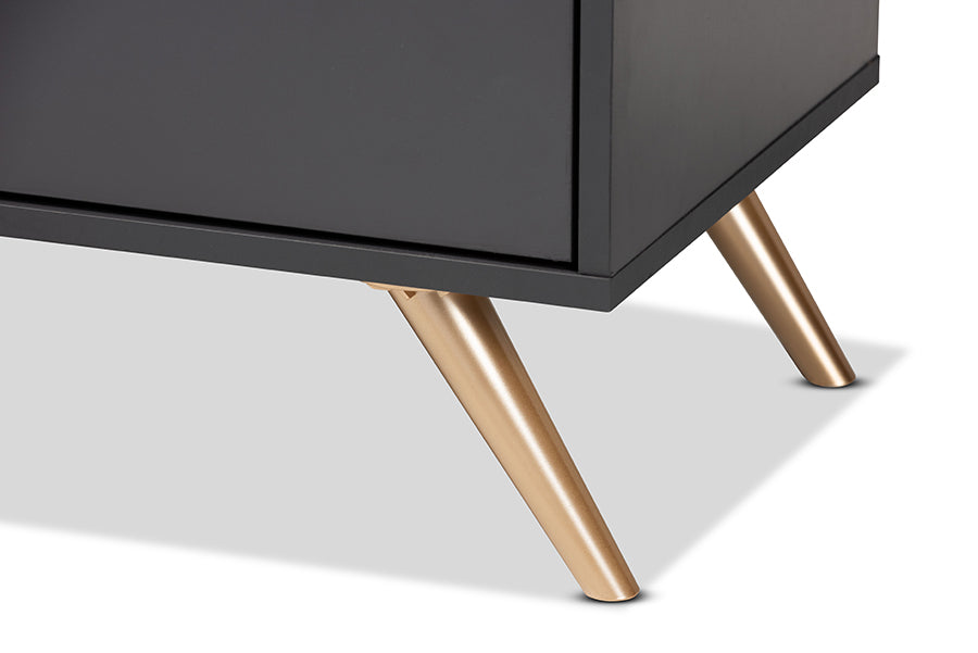 Kelson Modern and Contemporary Dark Grey and Gold Finished Wood 6-Drawer Dresser