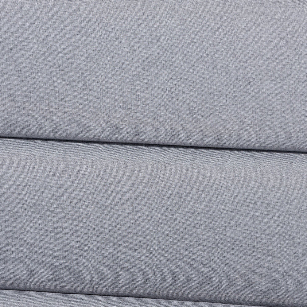 Grey Fabric And Walnut Brown Finished Wood Queen Size Platform Bed