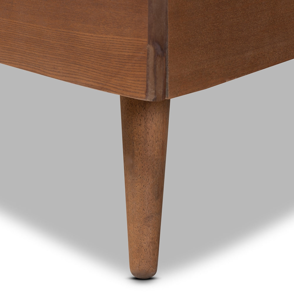 Leonice King Size Wood Platform Bed – Walnut Brown Mid-Century Modern No Box Spring Needed