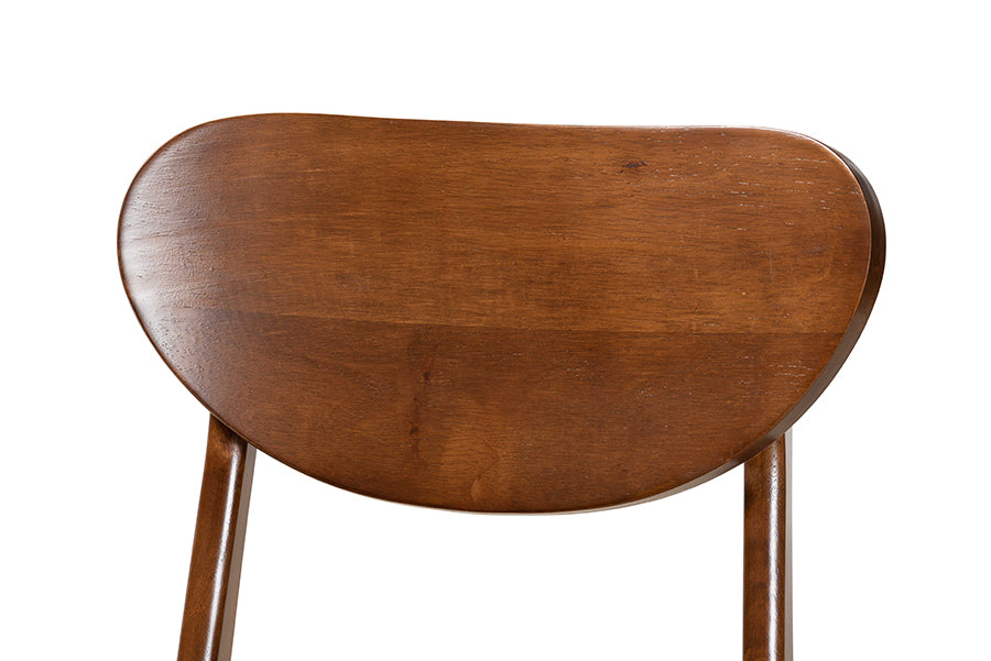 Katya Mid-Century Modern Walnut Brown Finished Wood 2-Piece Dining Chair Set