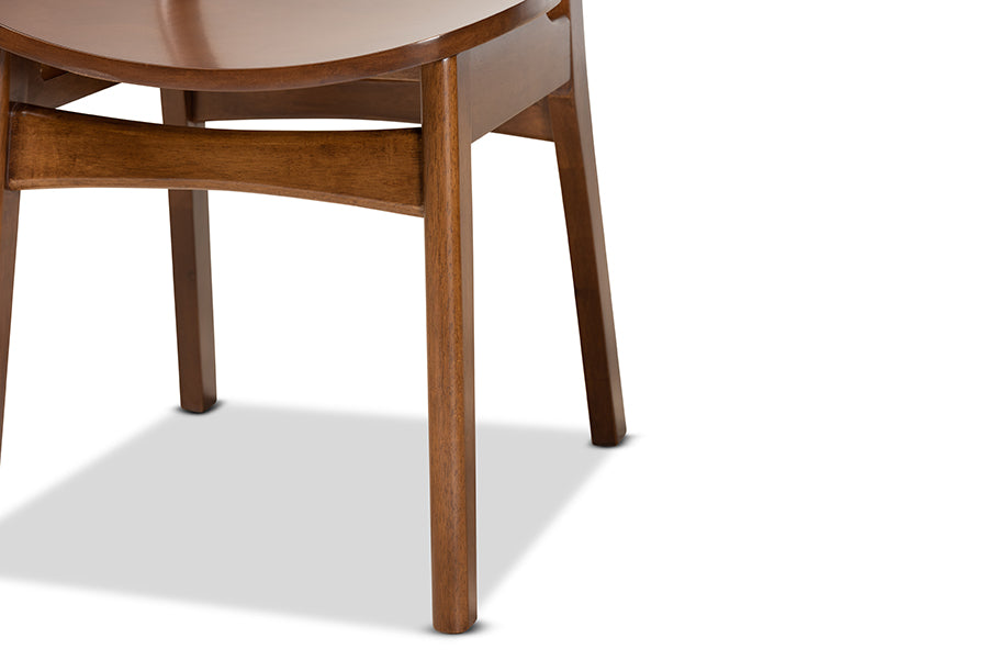 Katya Mid-Century Modern Walnut Brown Finished Wood 2-Piece Dining Chair Set