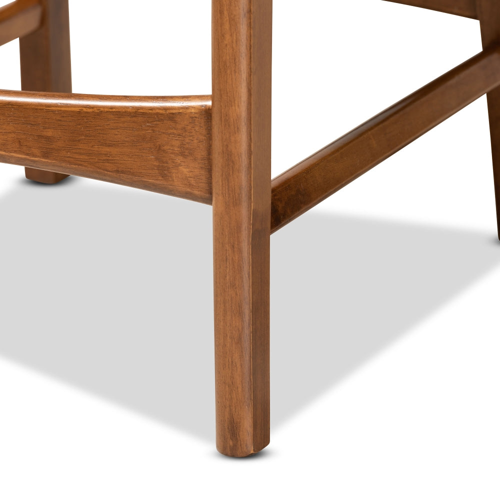 Katya Mid-Century Modern Walnut Brown Finished Wood 2-Piece Counter Stool Set