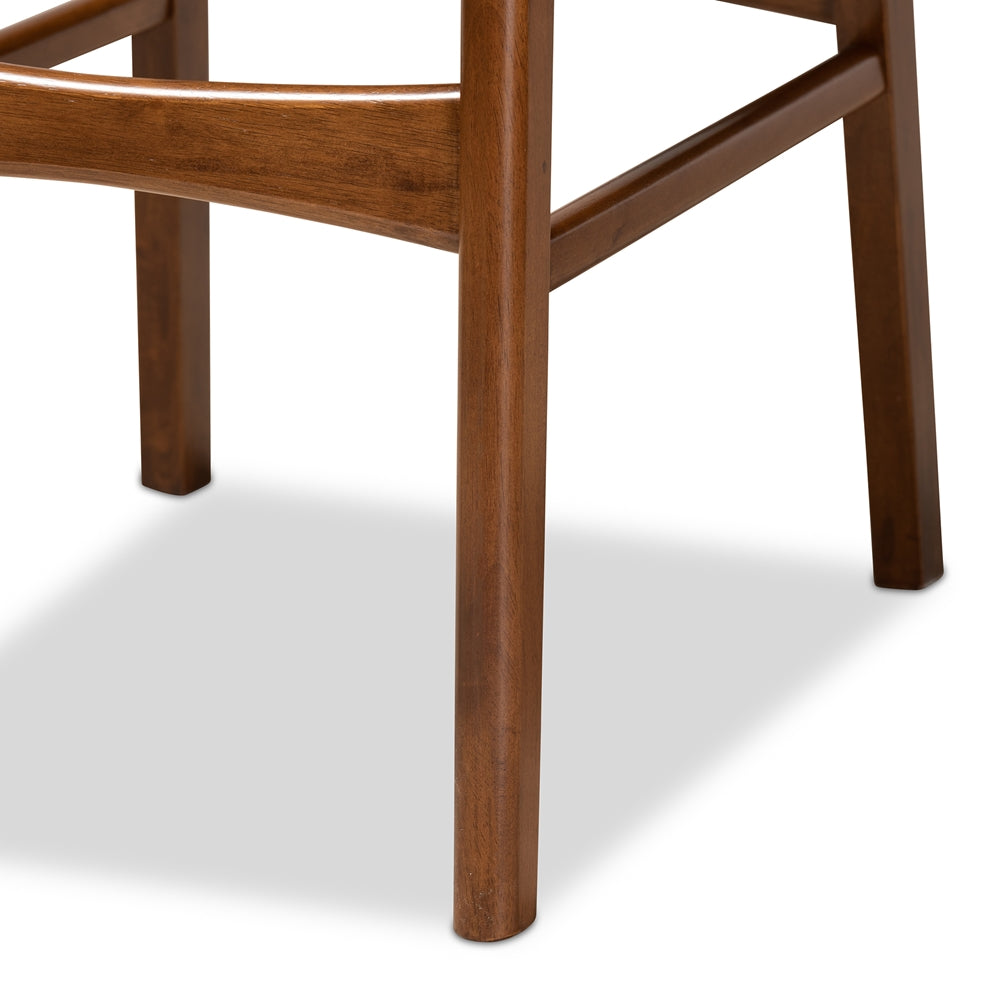 Katya Mid-Century Modern Grey Fabric Upholstered and Walnut Brown Finished Wood 2-Piece Bar Stool Set