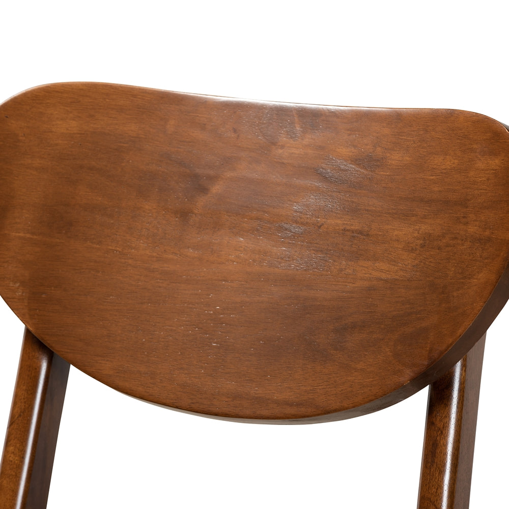 Katya Mid-Century Modern Walnut Brown Finished Wood 2-Piece Bar Stool Set