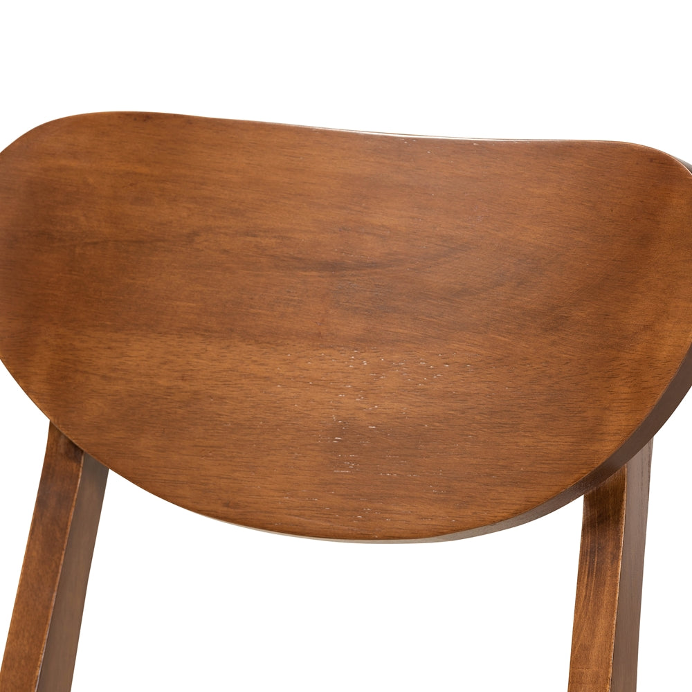 Damara Mid-Century Modern Sand Fabric Upholstered and Walnut Brown Finished Wood 5-Piece Dining Set