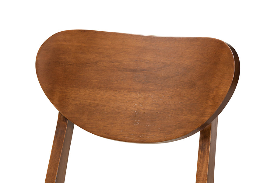 Damara Mid-Century Modern Sand Fabric Upholstered and Walnut Brown Finished Wood 2-Piece Dining Chair Set