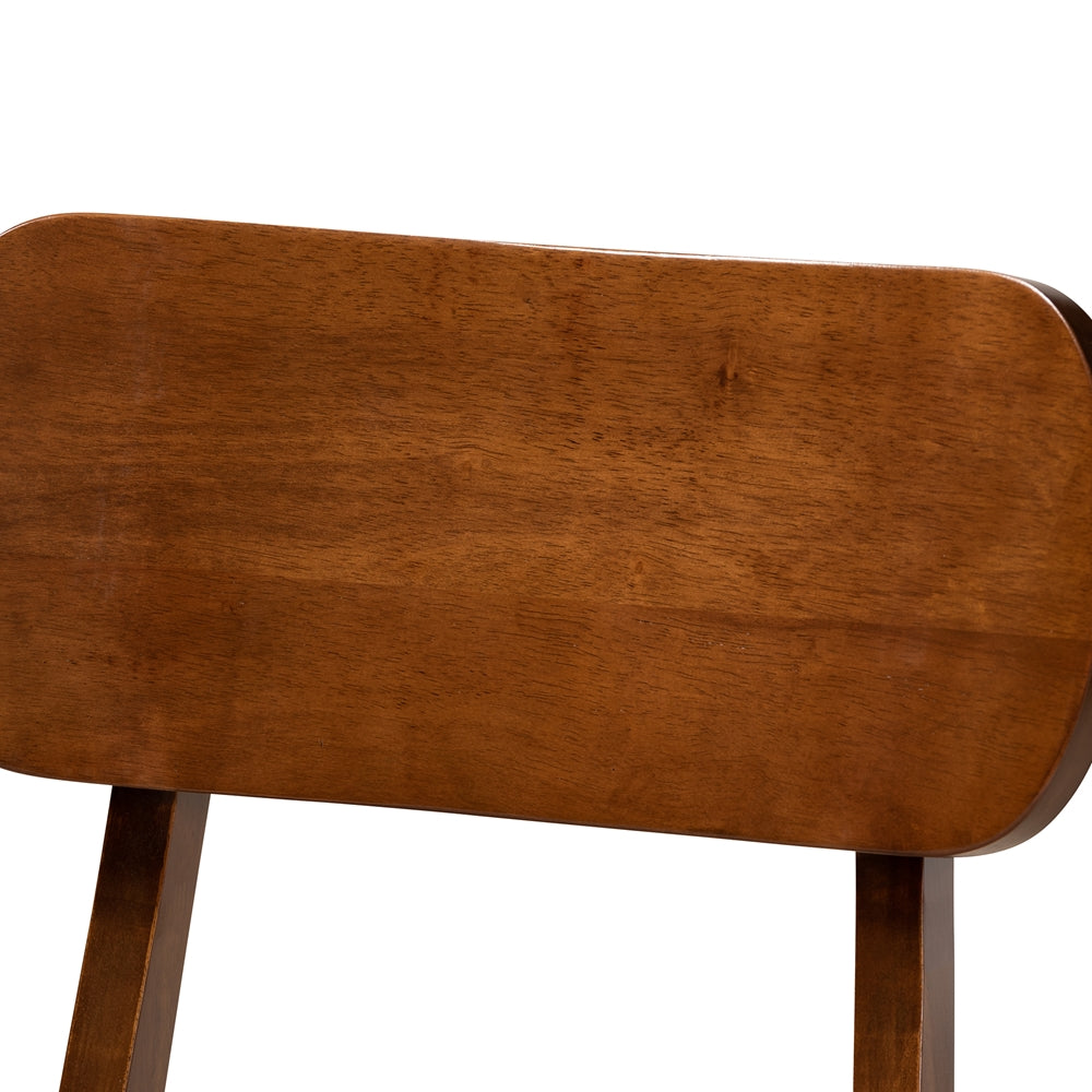 Euclid Mid-Century Modern Grey Fabric Upholstered and Walnut Brown Finished Wood 5-Piece Dining Set