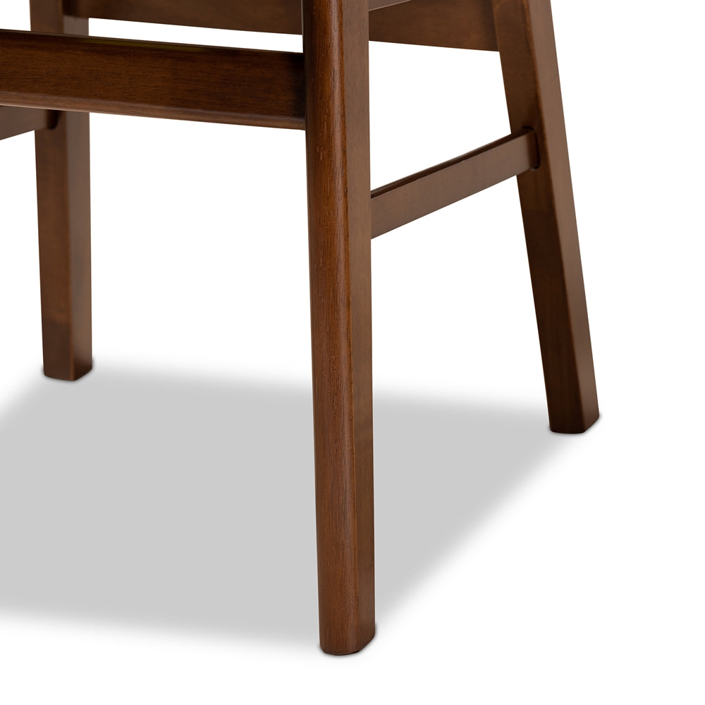 Euclid Mid-Century Modern Grey Fabric Upholstered and Walnut Brown Finished Wood 5-Piece Dining Set