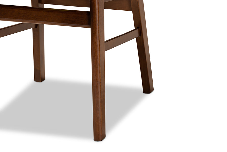 Euclid Mid-Century Modern Grey Fabric Upholstered and Walnut Brown Finished Wood 2-Piece Dining Chair Set