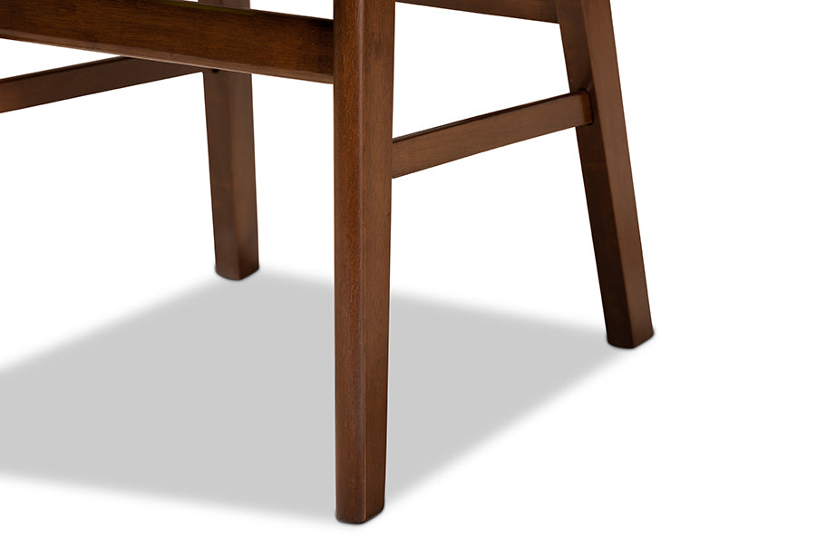 Euclid Mid-Century Modern Sand Fabric Upholstered and Walnut Brown Finished Wood 2-Piece Dining Chair Set