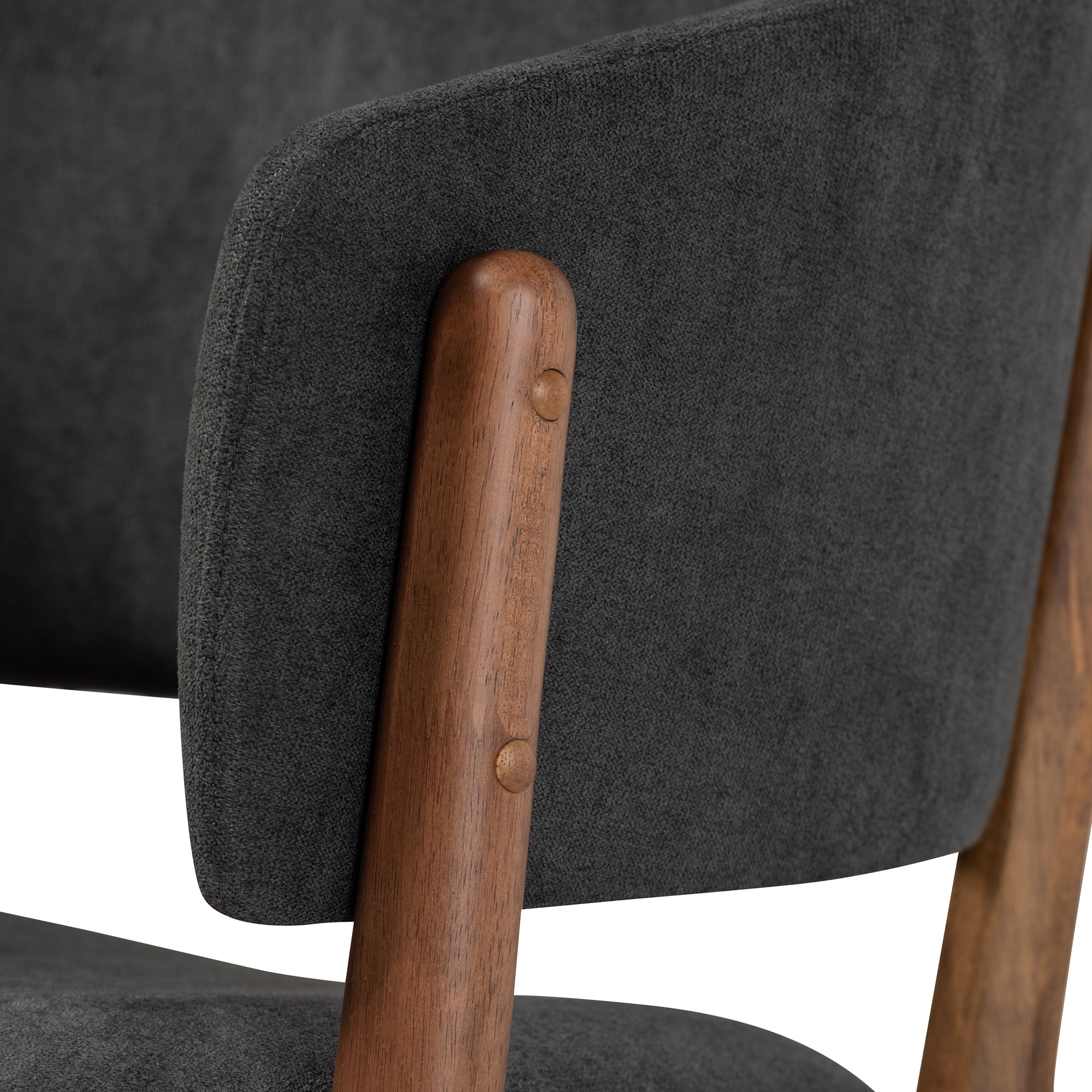Baron Mid-Century Modern Dark Grey Fabric Upholstered and Walnut Brown Finished Wood 2-Piece Living Room Accent Chair Set
