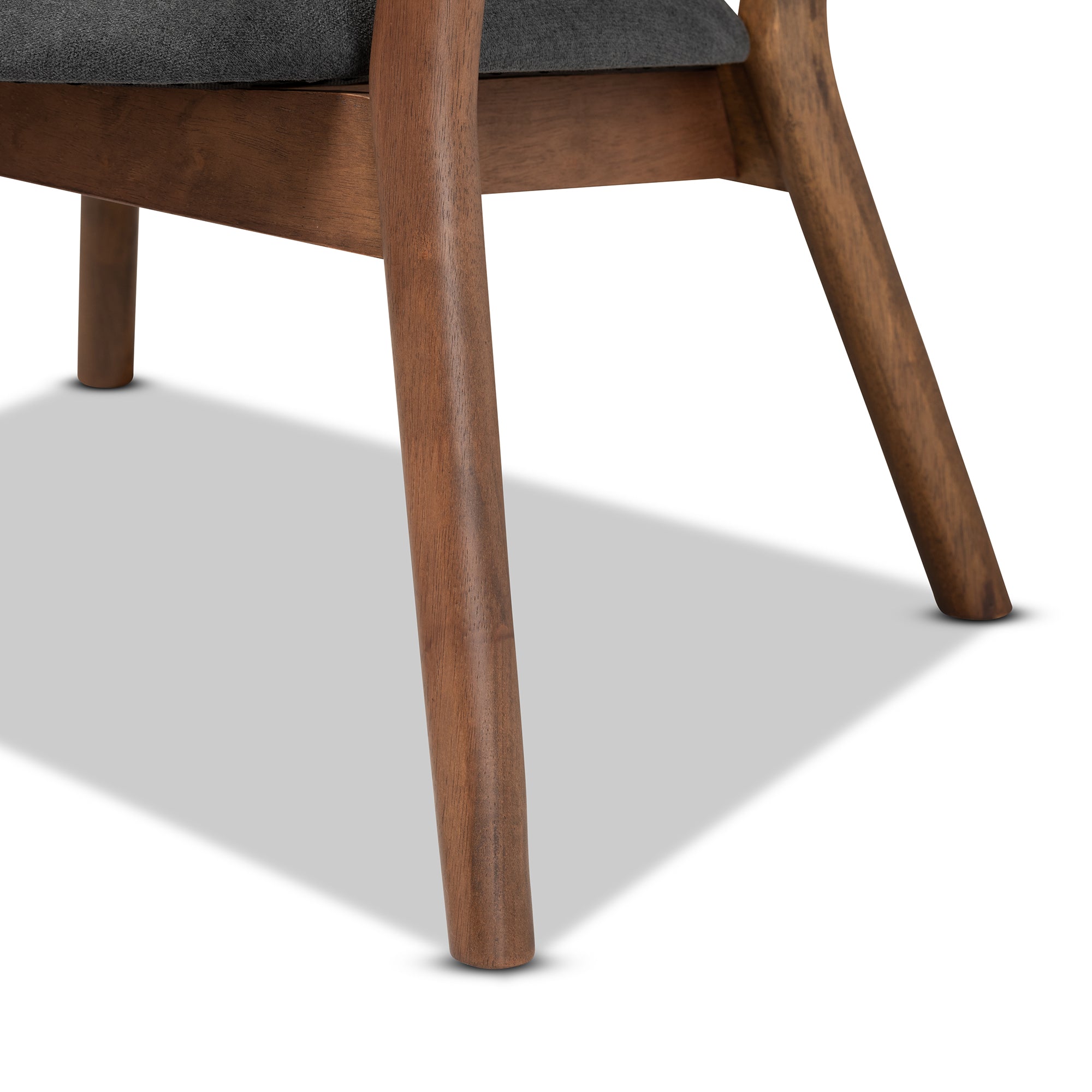 Baron Mid-Century Modern Dark Grey Fabric Upholstered and Walnut Brown Finished Wood 2-Piece Living Room Accent Chair Set