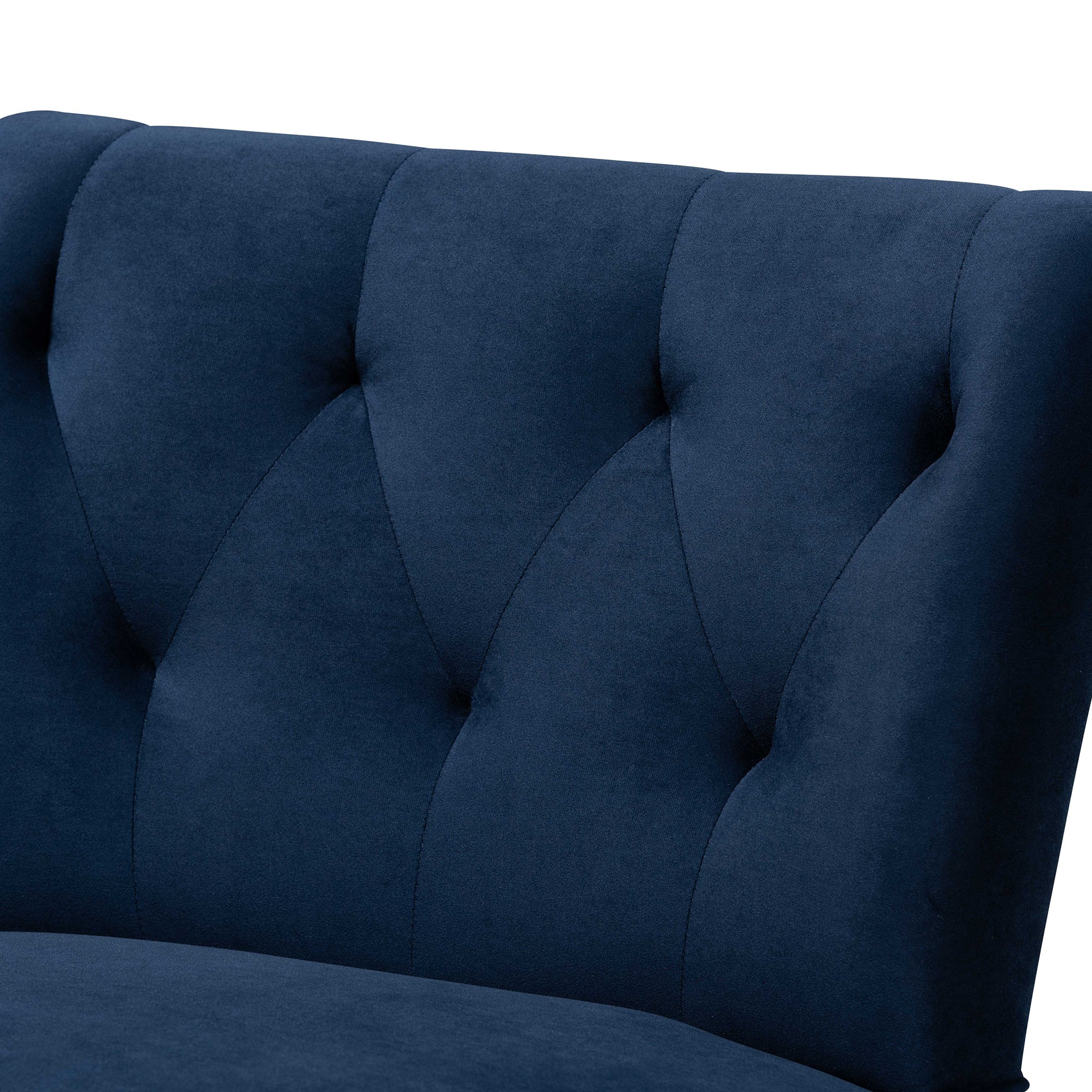 Harmon Modern and Contemporary Transitional Navy Blue Velvet Fabric Upholstered and Black Finished Wood Accent Chair