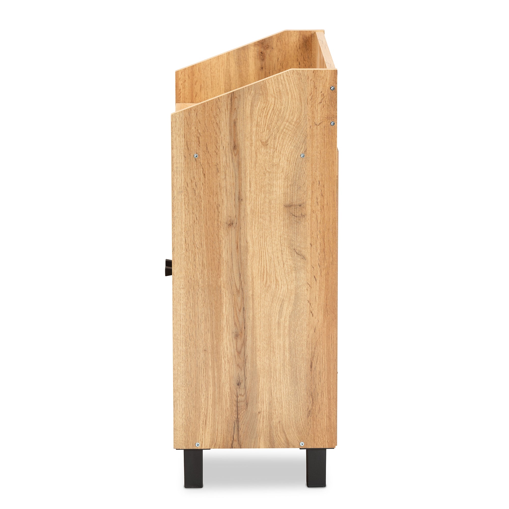 Rossin Modern and Contemporary Oak Brown Finished Wood 2-Door Entryway Shoe Storage Cabinet with Top Shelf