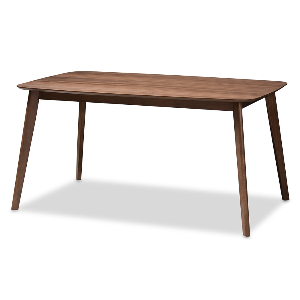 Danton Mid-Century Modern Beige Fabric Upholstered and Walnut Brown Finished Wood 5-Piece Dining Set