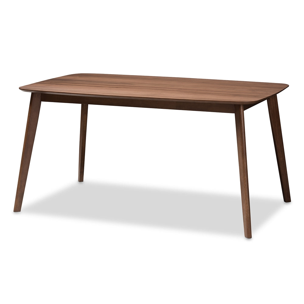 Danton Mid-Century Modern Grey Fabric Upholstered and Walnut Brown Finished Wood 5-Piece Dining Set