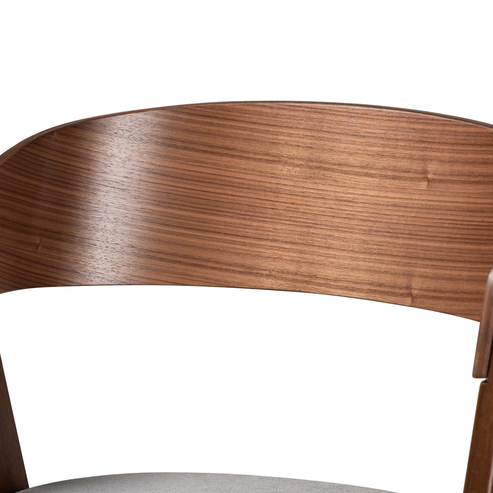 Danton Mid-Century Modern Grey Fabric Upholstered and Walnut Brown Finished Wood 5-Piece Dining Set