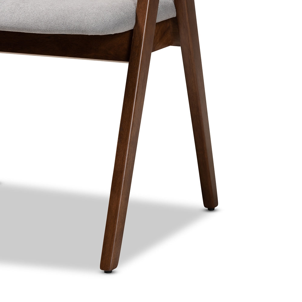 Danton Mid-Century Modern Grey Fabric Upholstered and Walnut Brown Finished Wood 5-Piece Dining Set