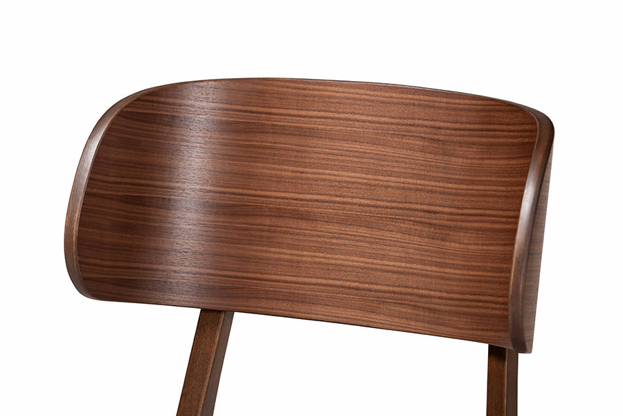 Alston Mid-Century Modern Beige Fabric Upholstered and Walnut Brown Finished Wood 2-Piece Dining Chair Set
