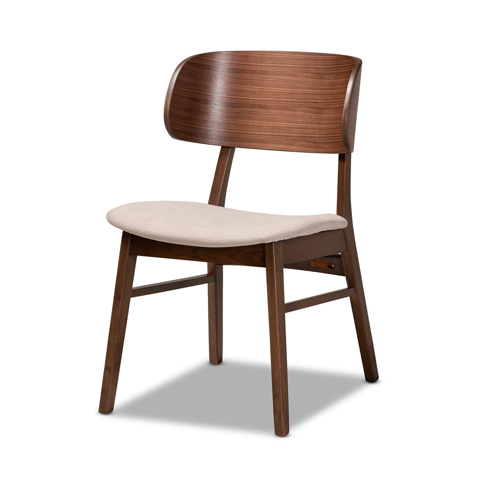 Alston Mid-Century Modern Beige Fabric Upholstered and Walnut Brown Finished Wood 5-Piece Dining Set