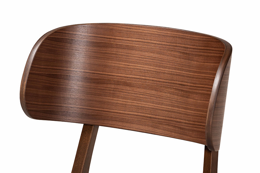 Alston Mid-Century Modern Grey Fabric Upholstered and Walnut Brown Finished Wood 2-Piece Dining Chair Set
