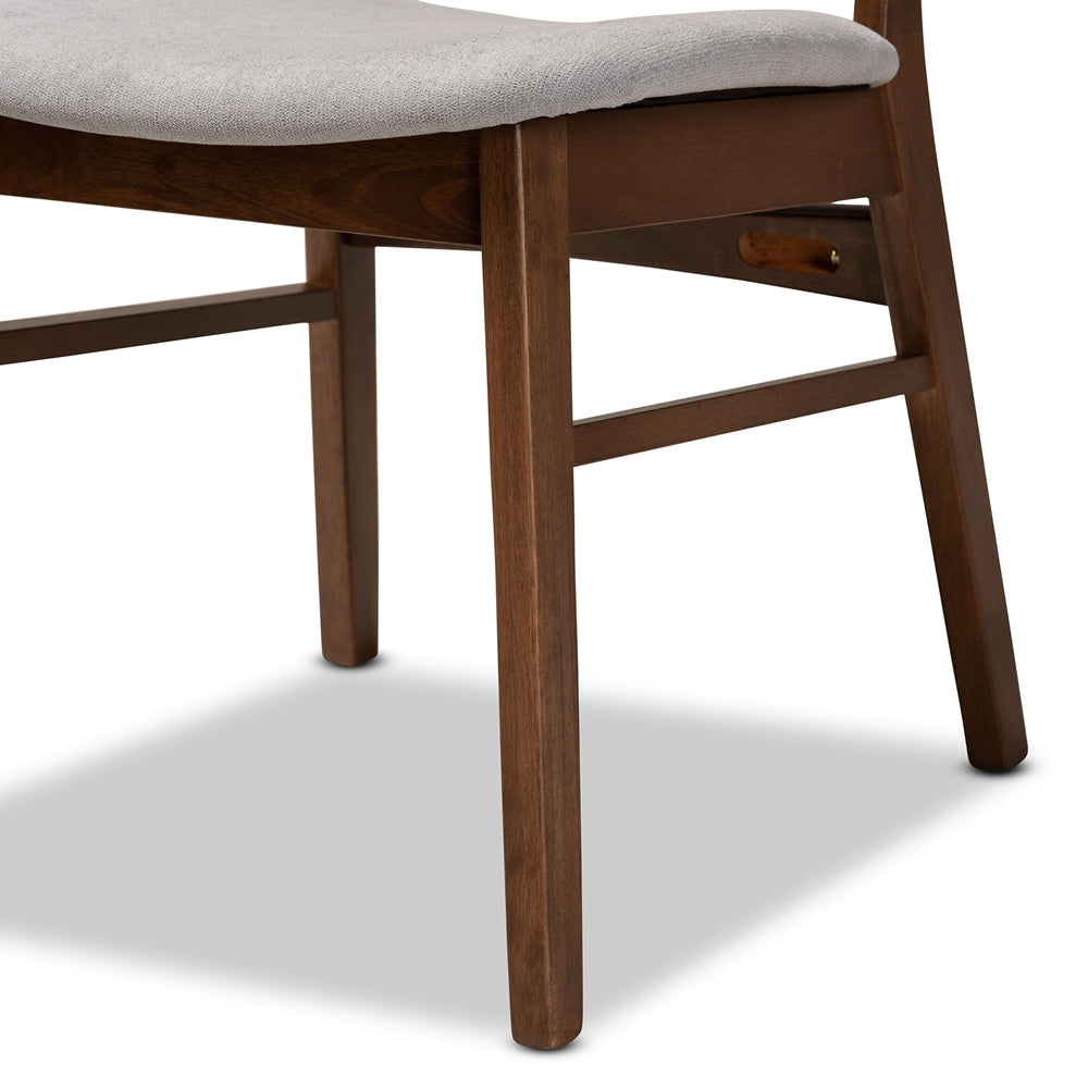 Alston Mid-Century Modern Grey Fabric Upholstered and Walnut Brown Finished Wood 5-Piece Dining Set
