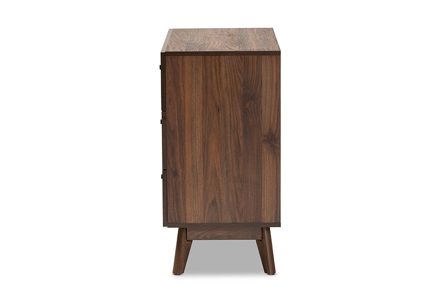 Hartman Mid-Century Modern Walnut Brown Finished Wood 3-Drawer Storage Chest