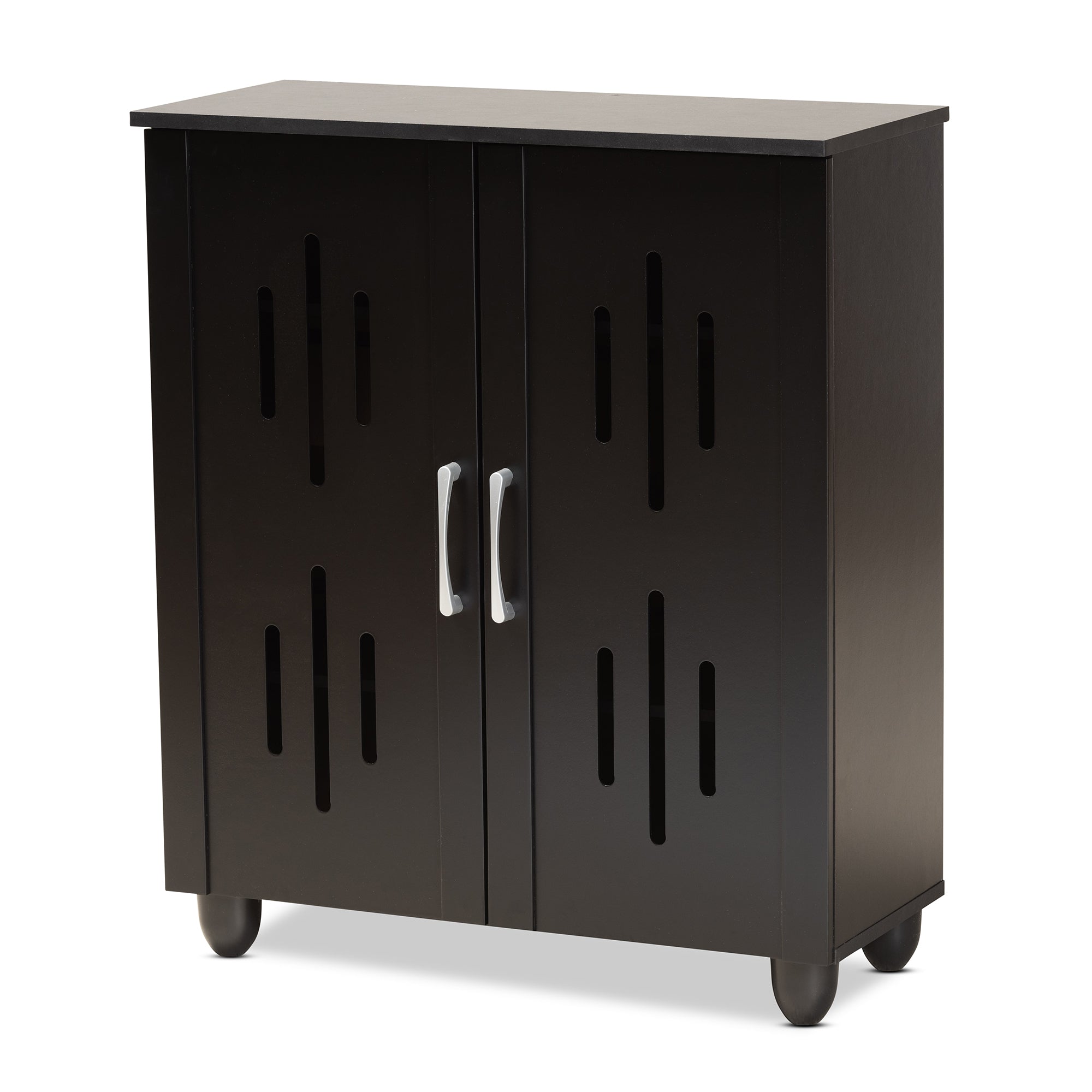 Baxton Studio Renley Modern and Contemporary Black Finished Wood 2-Door Shoe Storage Cabinet