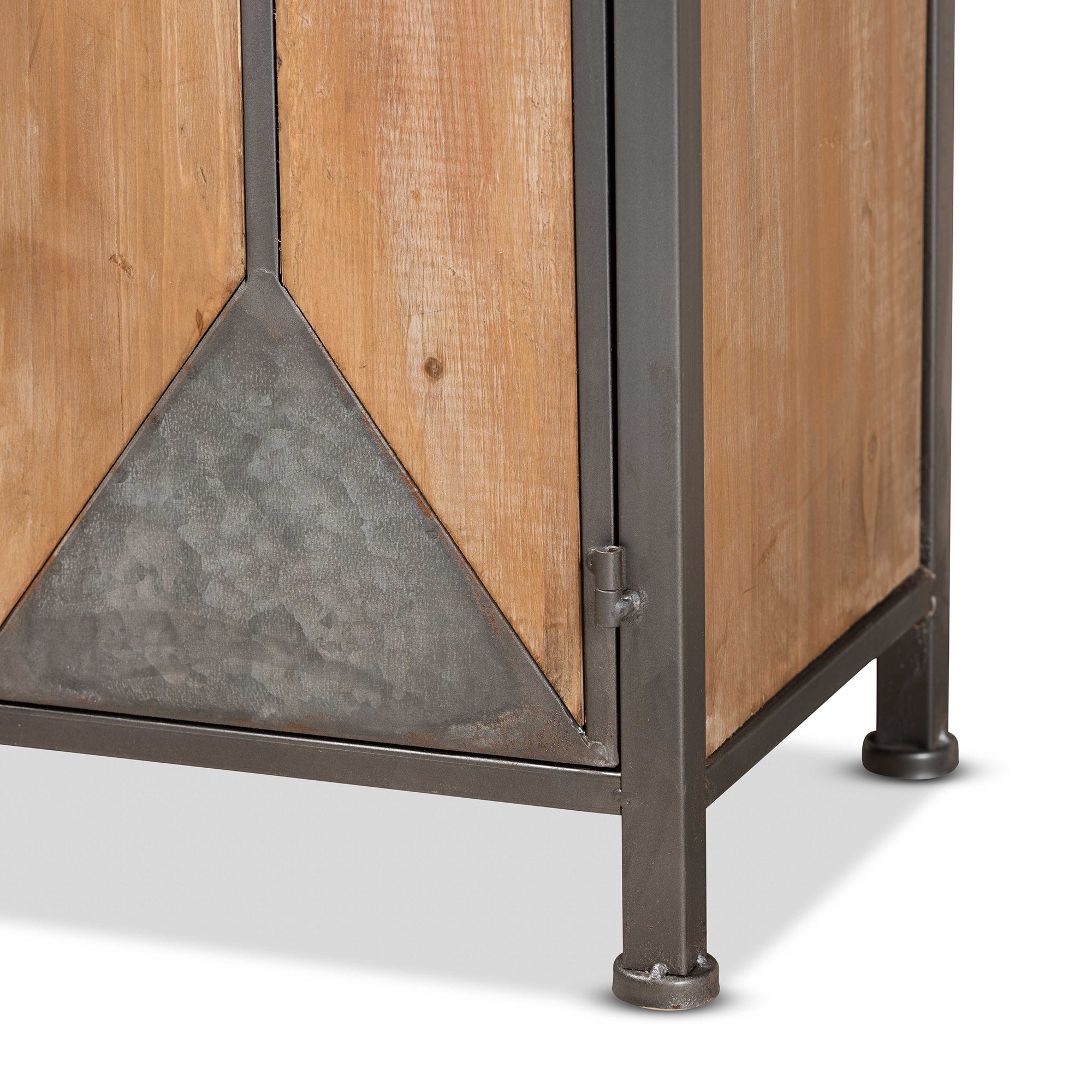 Laurel Rustic Industrial Antique Grey Finished Metal and Whitewashed Oak Brown Finished Wood 3-Drawer Accent Storage Cabinet