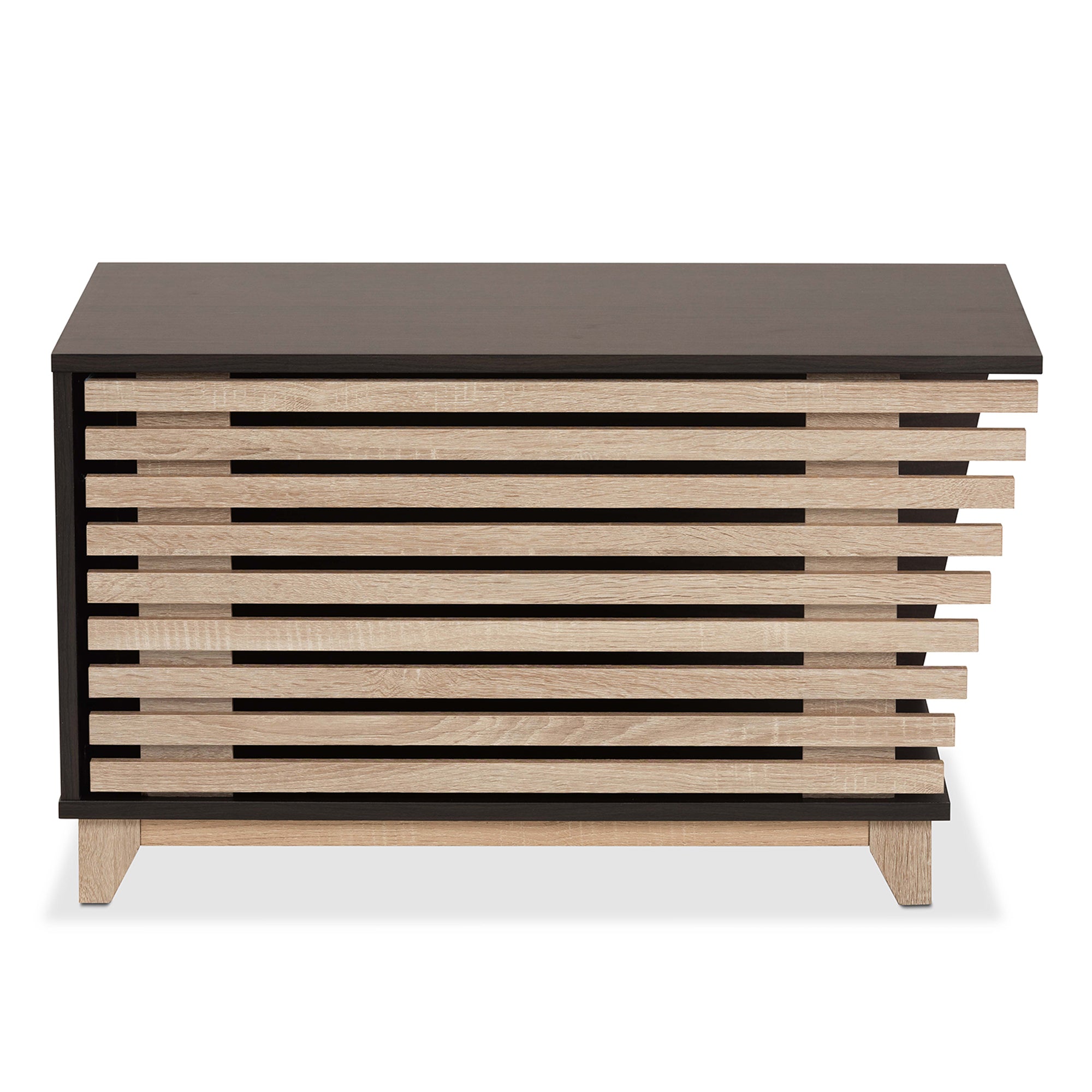 Eckhart Modern and Contemporary Two-Tone Dark Brown and Oak Finished Wood Cat Litter Box Cover House