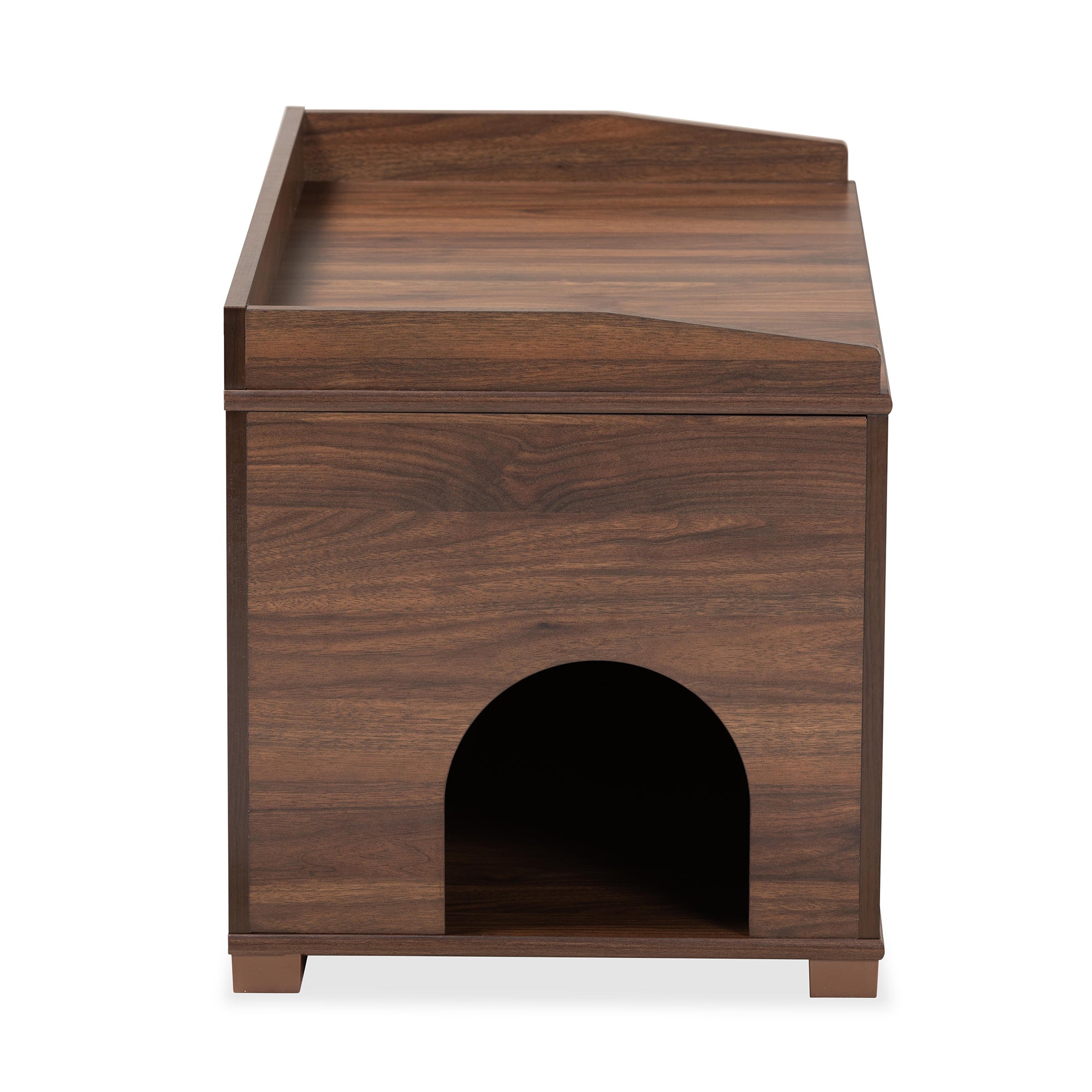 Mariam Modern and Contemporary Walnut Brown Finished Wood Cat Litter Box Cover House