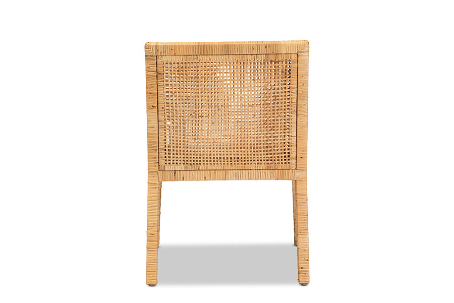 Karis Modern and Contemporary Natural Finished Wood and Rattan Dining Chair