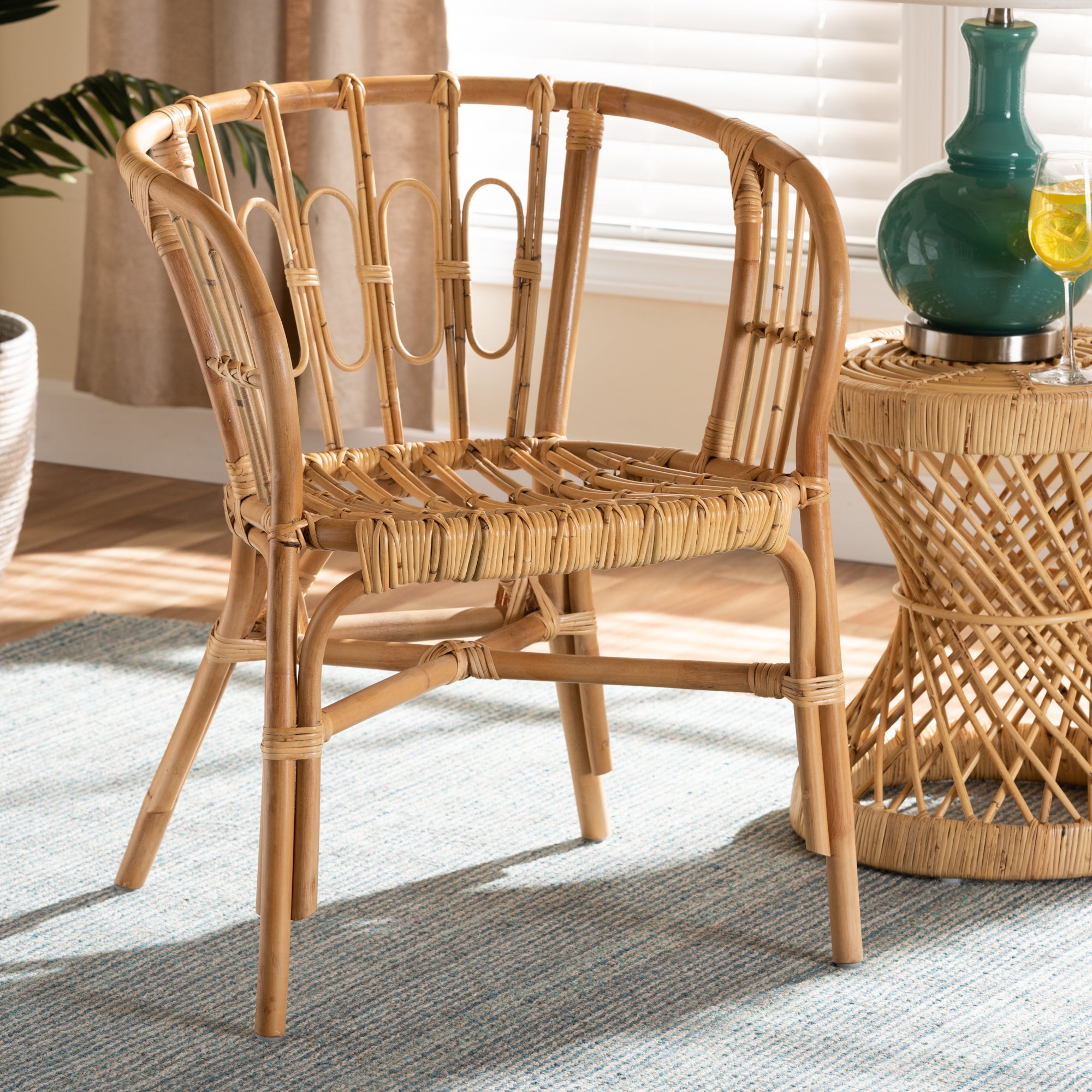 bali & pari Luxio Modern and Contemporary Natural Finished Rattan Dining Chair