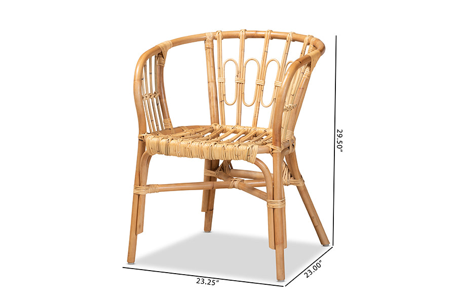 bali & pari Luxio Modern and Contemporary Natural Finished Rattan Dining Chair