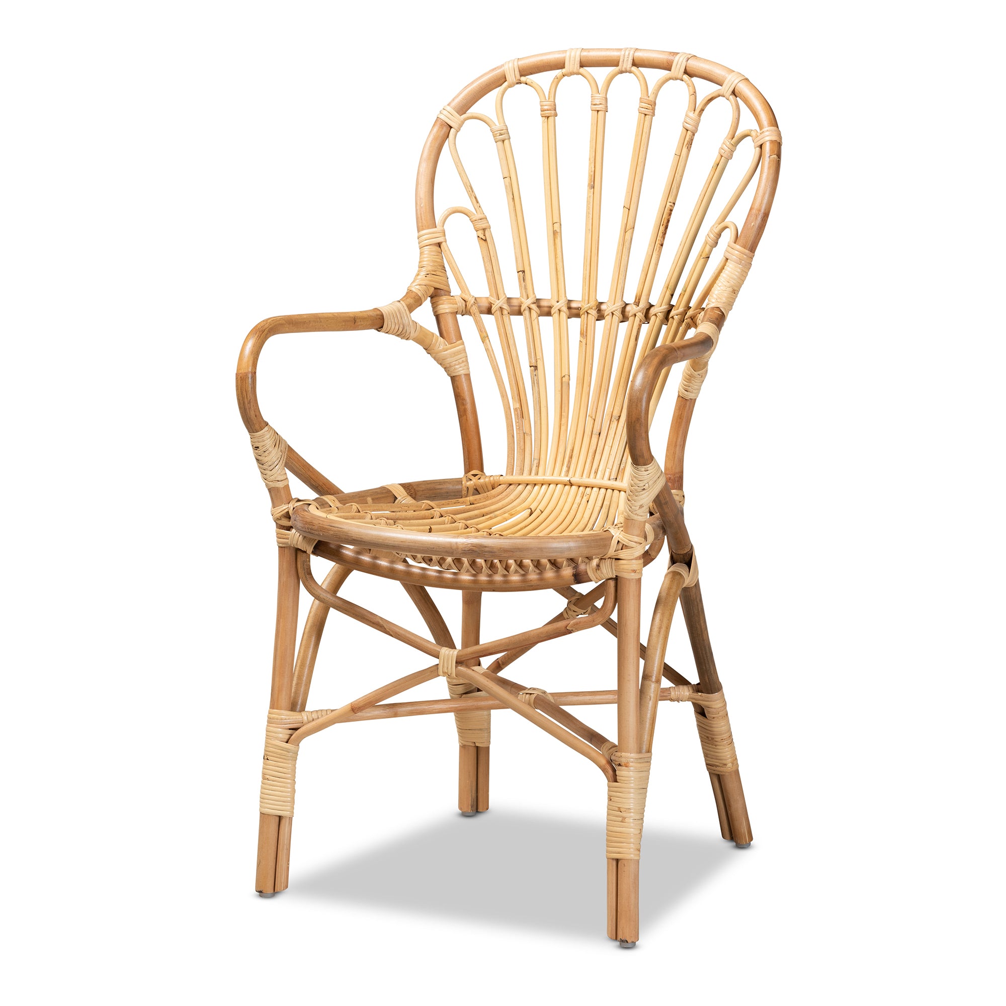 bali & pari Sheraton Modern and Contemporary Natural Finished Rattan Dining Chair