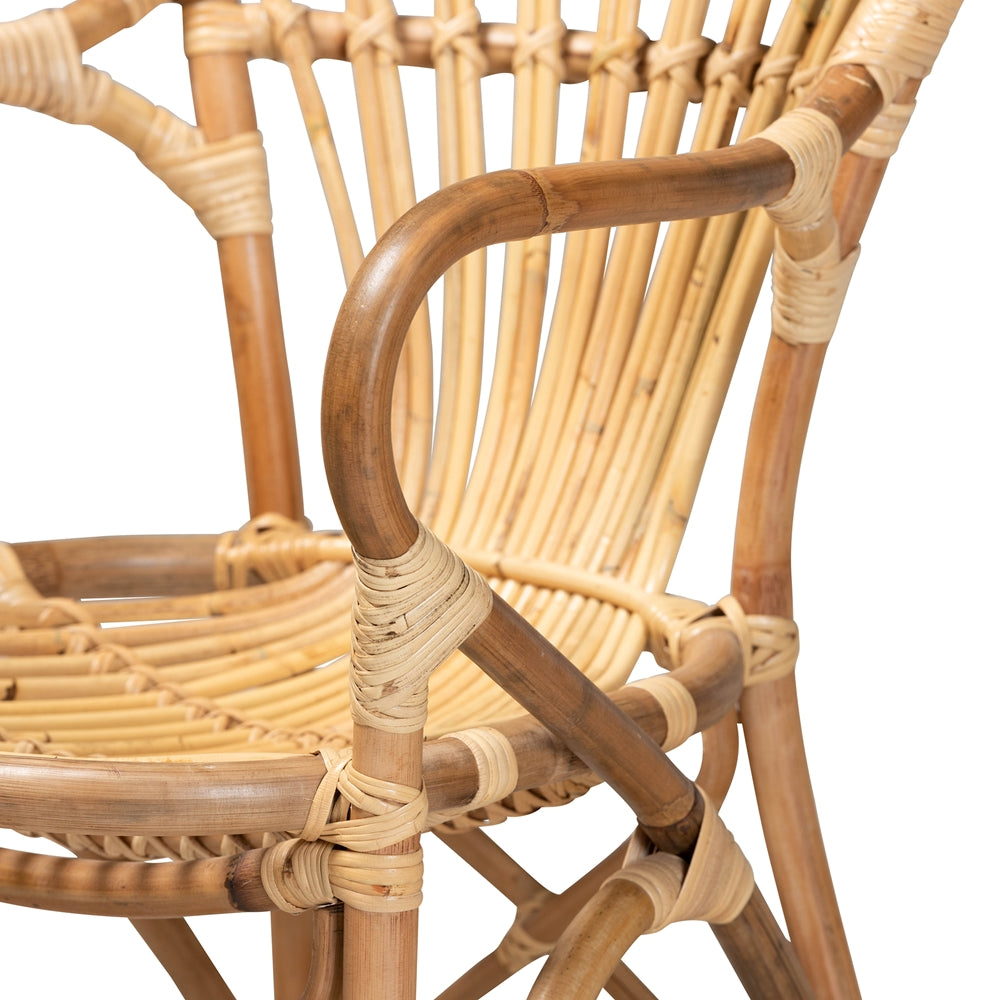 bali & pari Sheraton Modern and Contemporary Natural Finished Rattan Dining Chair