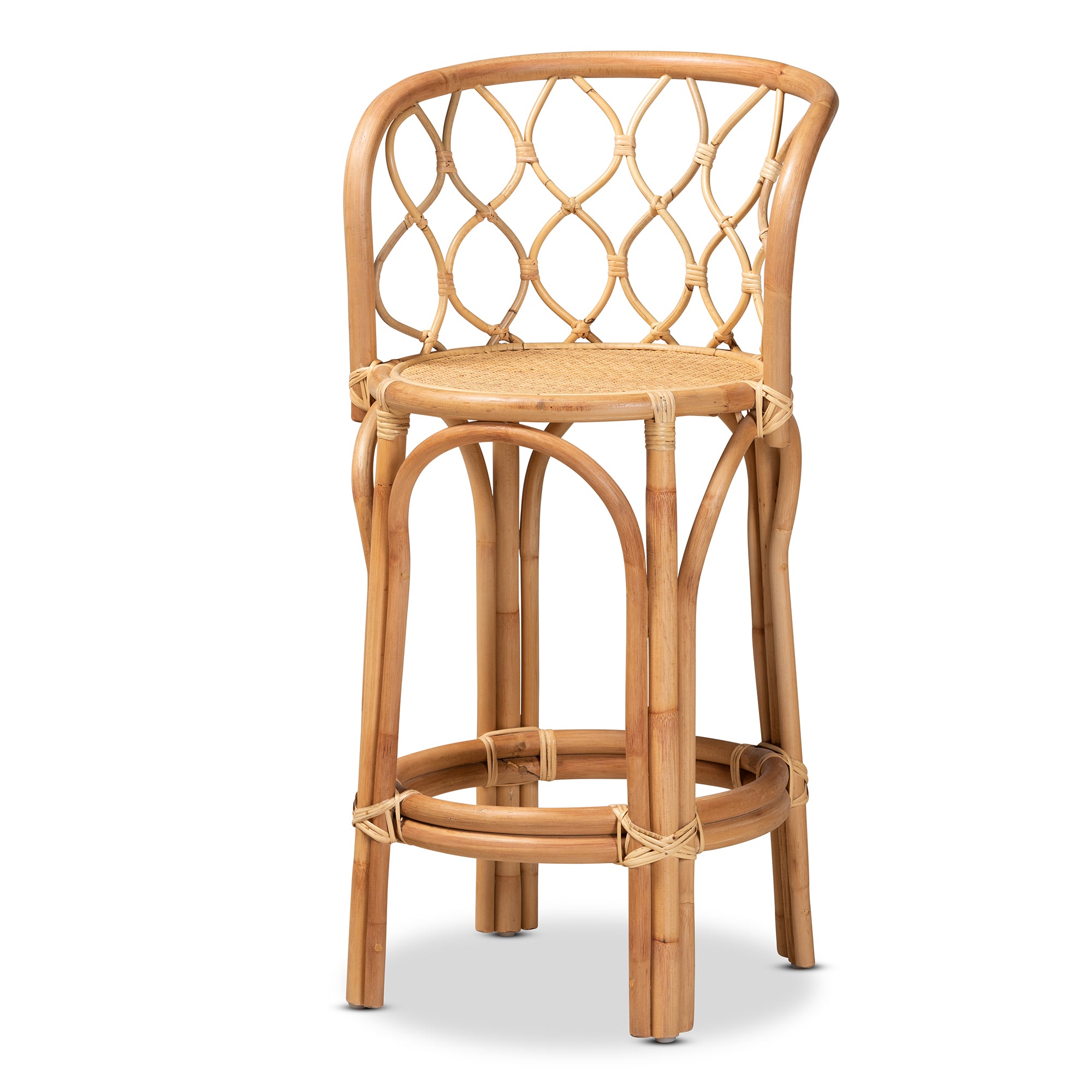 bali & pari Diana Modern and Contemporary Natural Finished Rattan Counter Stool