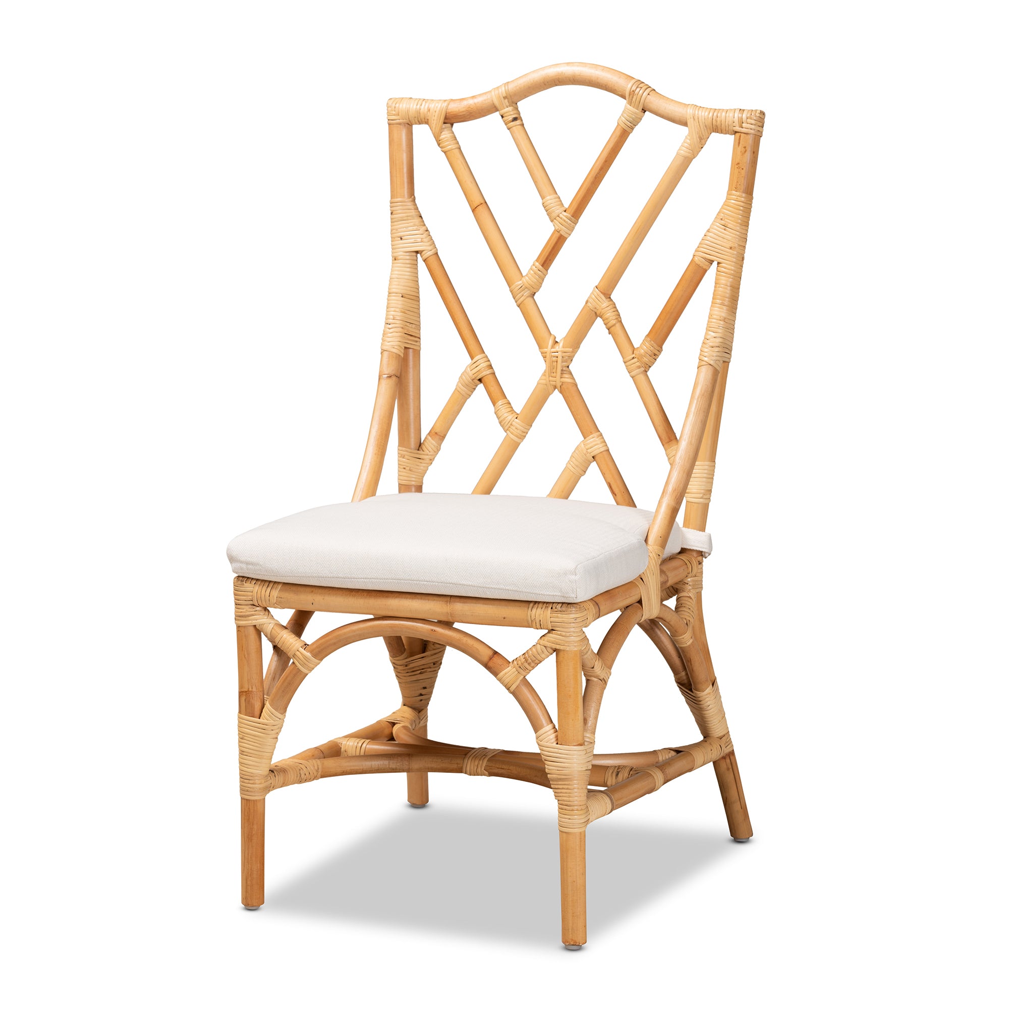 bali & pari Sonia Modern and Contemporary Natural Finished Rattan Dining Chair
